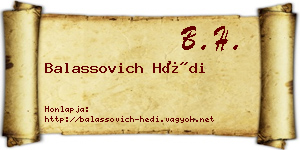 Balassovich Hédi névjegykártya